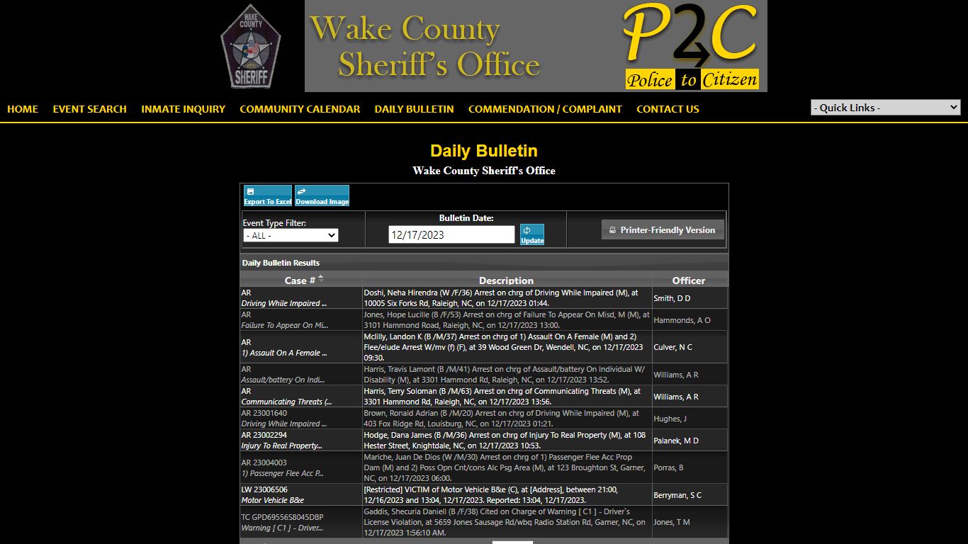 Wake County Sheriff's Office P2C